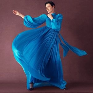 CAROLINA HERRERA Pleated crepe gown RUNS S…